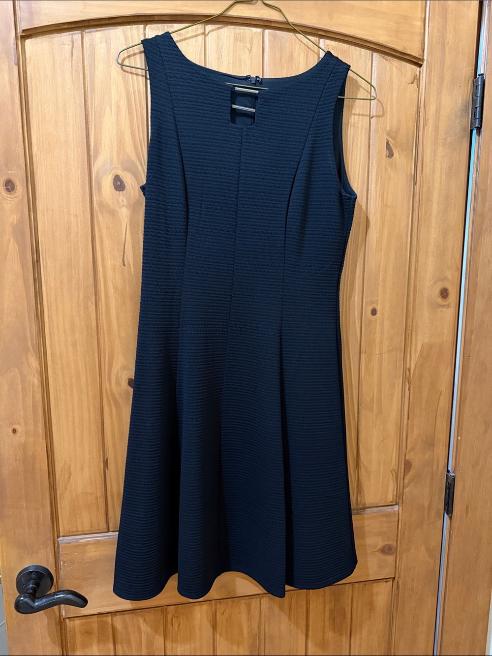 White House Black Market Black Textured Fit & Flare Mini Dress